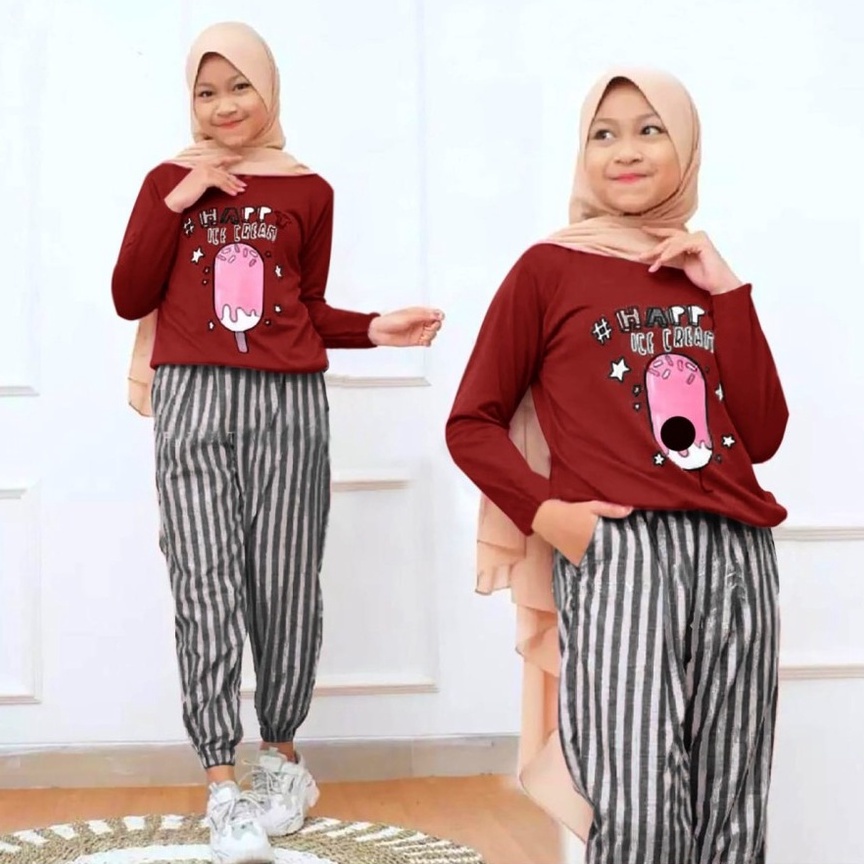 Setelan Baju Olahraga Anak Perempuan Set Baju Anak Umur 9 10 11 12 13  Tahun Stelan Anak Cewek Lucu 