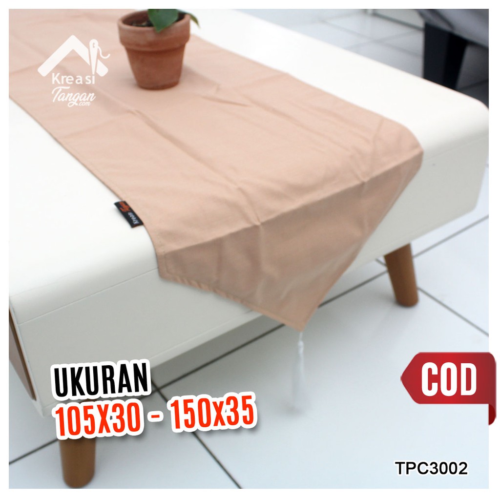 Taplak Meja Polos Table Runner POLOS  CREAM MUDA Ukuran 105x30 &amp; 150x35 (TPC3002)