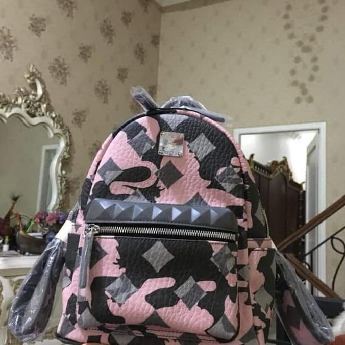 Kualitas Terbaik Backpack MCM Small Ori komplit DB card paper bag CUCI GUDANG