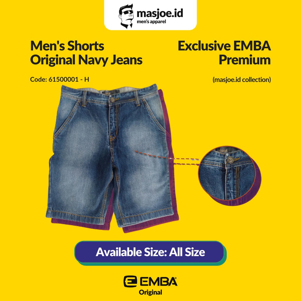 Celana Pendek Pria EMBA Original - Original Navy Jeans
