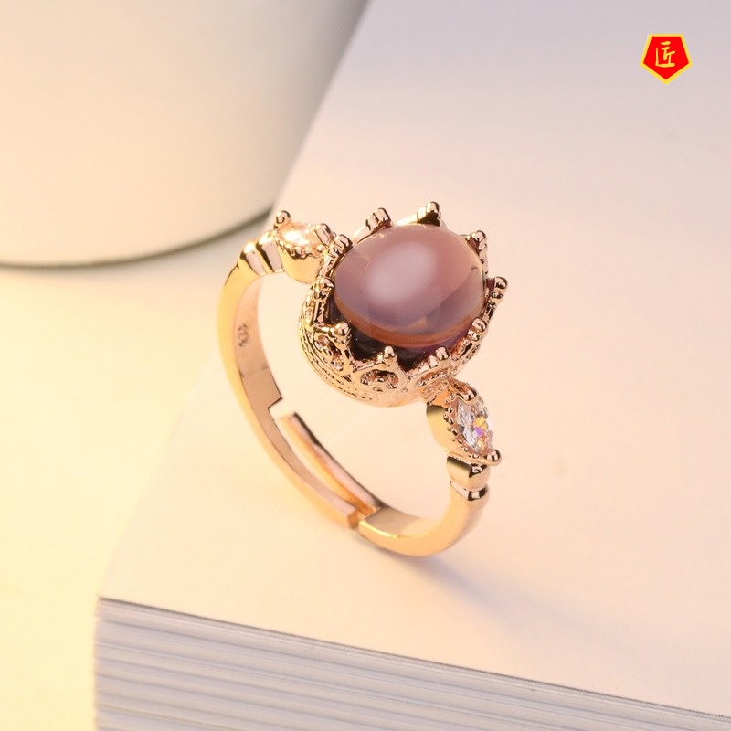 [Ready Stock]Fashion Creative 18K Rose Gold Inlaid Amethyst Ring