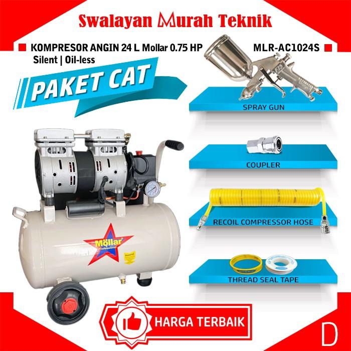 Tools Paket Bundling Kompresor Angin Mollar Ac1024S 24L Silent Compressor