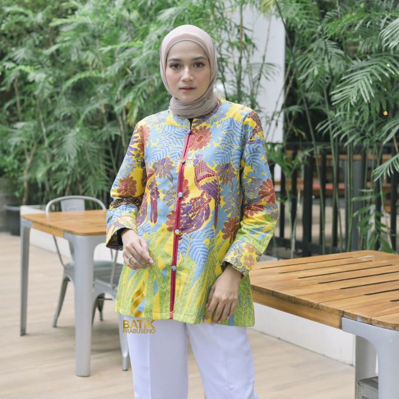 Kemeja batik wanita blouse batik motif shaby batik prabuseno kemeja batik wanita lengan panjang