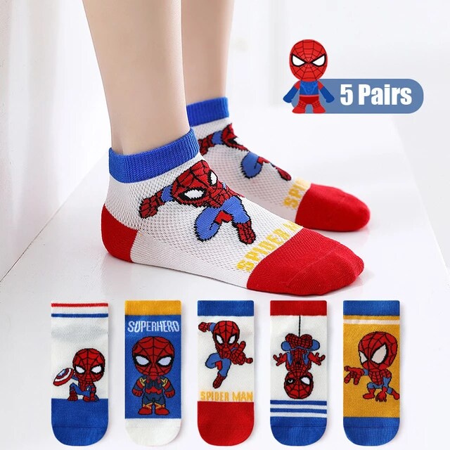 Kaos Kaki Anak Laki Laki Motif Spiderman Superhero Fashion Korea Kekinian Usia 2-5 Tahun TK SD