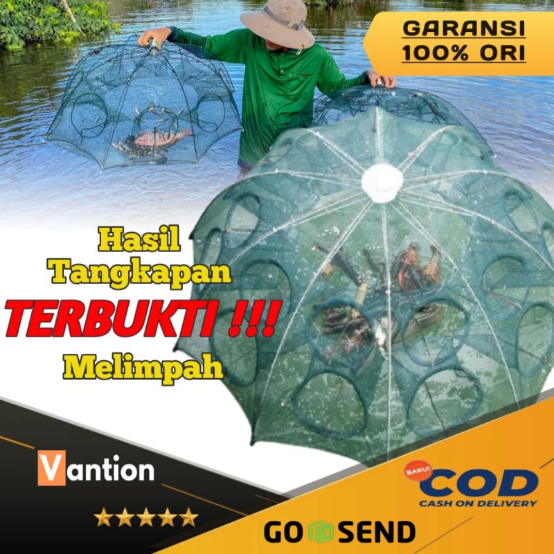 Pukat Ikan Jaring Jala Penangkap Perangkap Kepiting Lobster Ukuran Besar 16 dan 20 Lobang