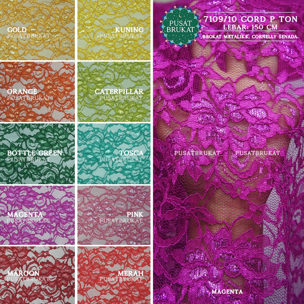 KAIN BRUKAT CORNELI / BAHAN BROKAT METALIK, CORNELLY SENADA - 7109/10 CORD P TON - [harga per 0.5m]