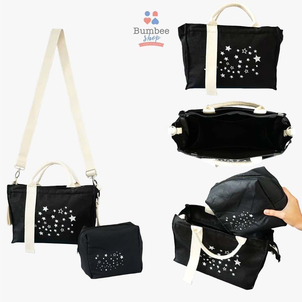 Mommy Diaper Bag Black Kanvas Bumbee Collection