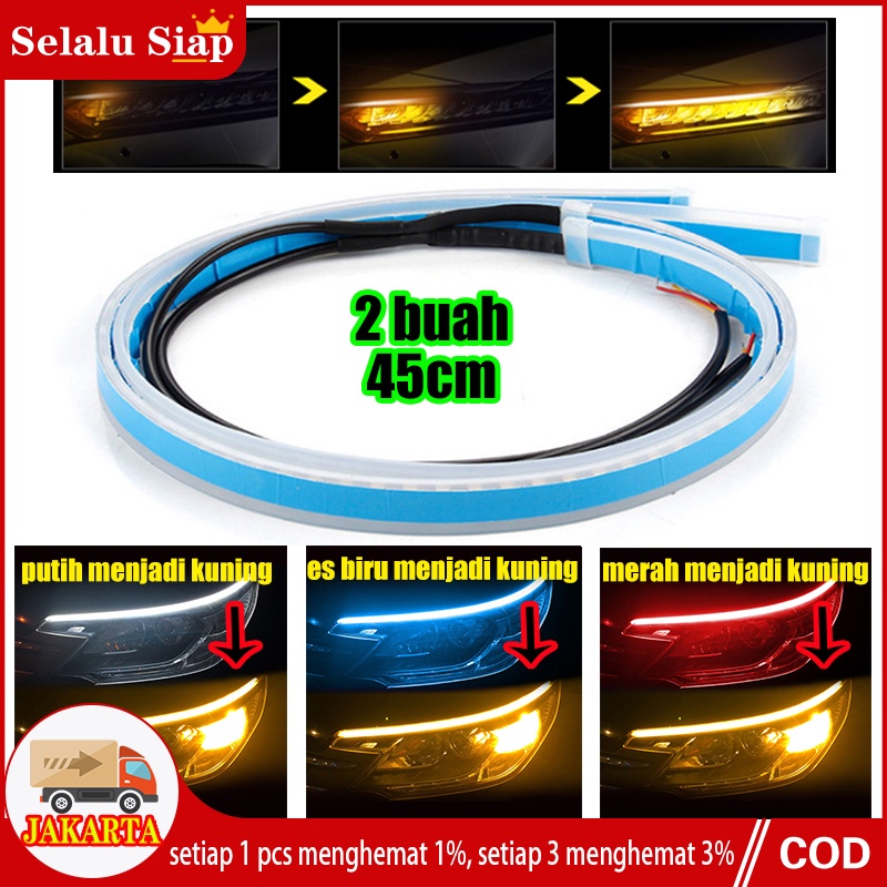 Lampu LED DRL Alis  45CM  Tempel Flexible  45 CM  Mobil Motor Sein Running