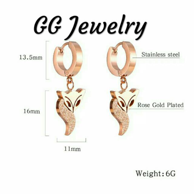 GG Anting Jepit Aksen Rubah Titanium#AT-107B