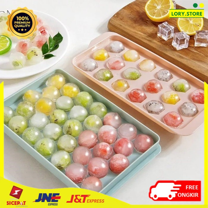 Cetakan Es Batu Kecil Model Bulat 33 Cetakan Es Batu Silikon Dengan Tutup Ice Cube Mudah Cetakan Es 