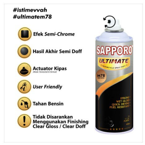 Cat Semprot Pilox Sapporo Ultimate M78 RCB Gold 400cc warna emas velg mesin pylox