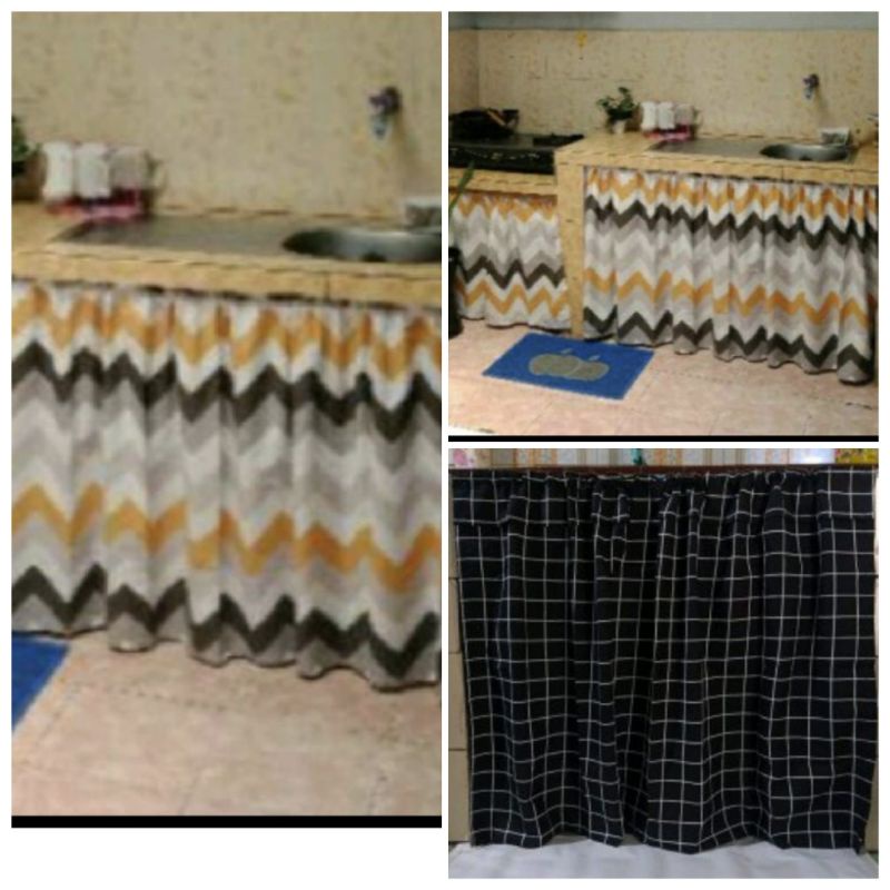 gorden kolong dapur motif minimalis/gorden kolong dapur motif kotak