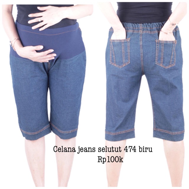 Celana hamil jeans selutut 474 biru