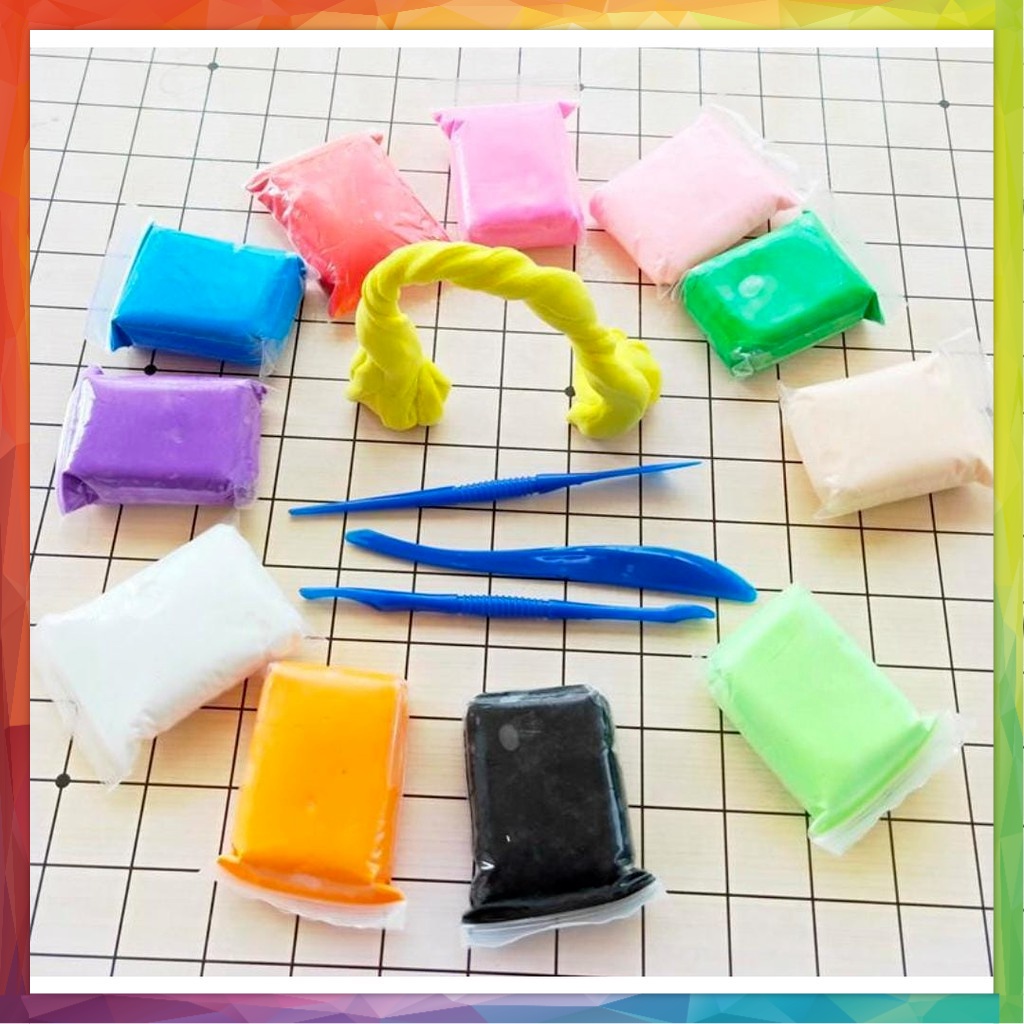 Clay Slime 12 pcs  Warna Plastisin Lilin Mainan Anak-Anak Bahan Slime Edukasi Anak