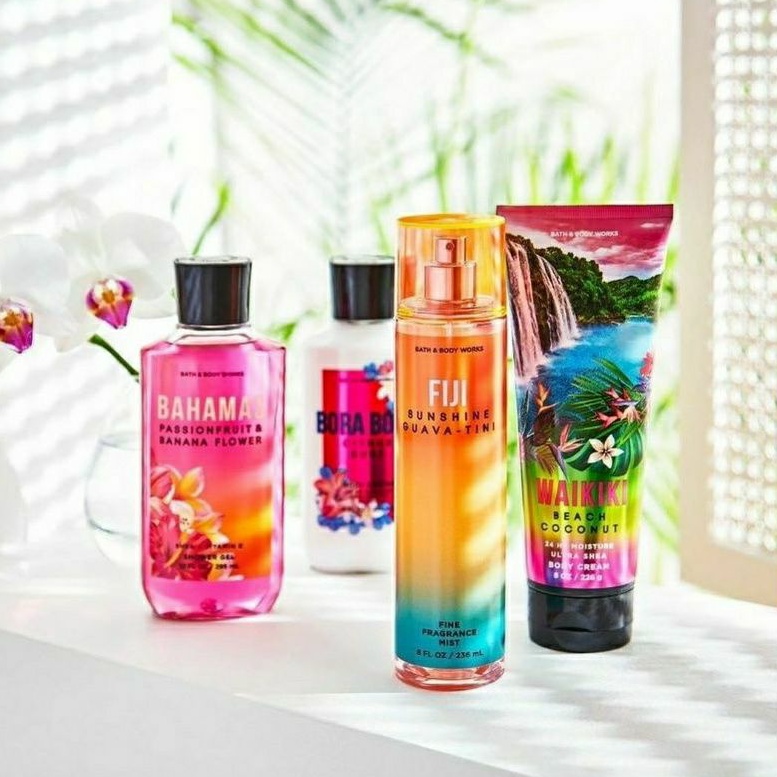 BATH AND BODY WORKS BBW BAHAMAS PASSIONFRUIT &amp; BANANA FLOWER SERIES MIST LOTION SHOWER GEL BODY CREAM HAND CREAM SHOWER GEL BODY CREAM LOTION MIST WASH WALLFLOWER ROOMSPRAY SCENTPORTABLE GENTLE GEL DEEP CLEANSING GENTLE FOAMING CREAMY LUXE