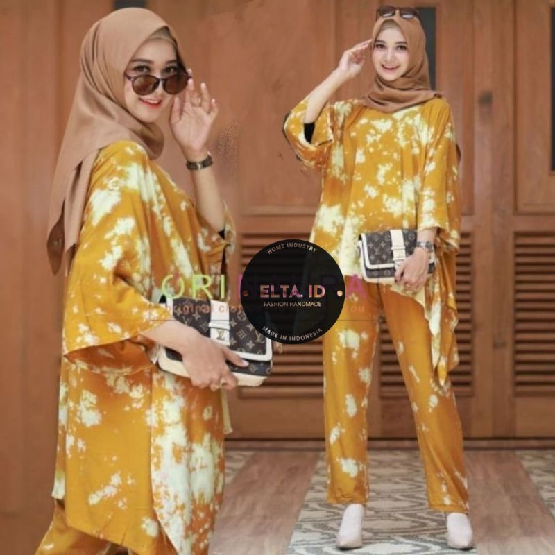 Setelan Set CP Waka Tie Dye Warna Rayon Halus/TieDye/Tie Dye Set/Setelan Wanita/One Set#66