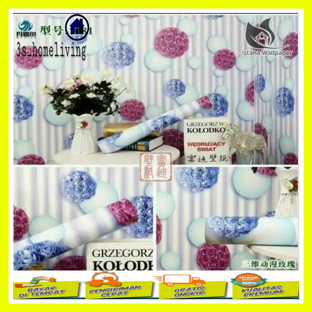 (COD) Wallpaper Dinding Bunga 3D / Wallpaper / Wallpaper Bunga 3D / Wallpaper Bunga 900