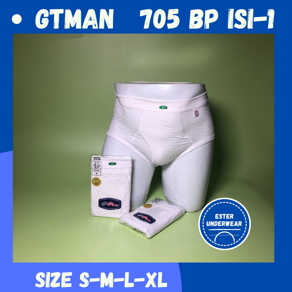 GTMAN Celana Dalam Pria Dewasa GT-705B PUTIH/WARNA ISI-1 Seri Classic Kulit Jeruk