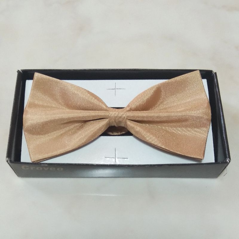 Dasi Kupu Krem Pria Pita Satin Kupu2 Cream Cowok bowtie Pesta Pengantin Wedding Set Pakaian