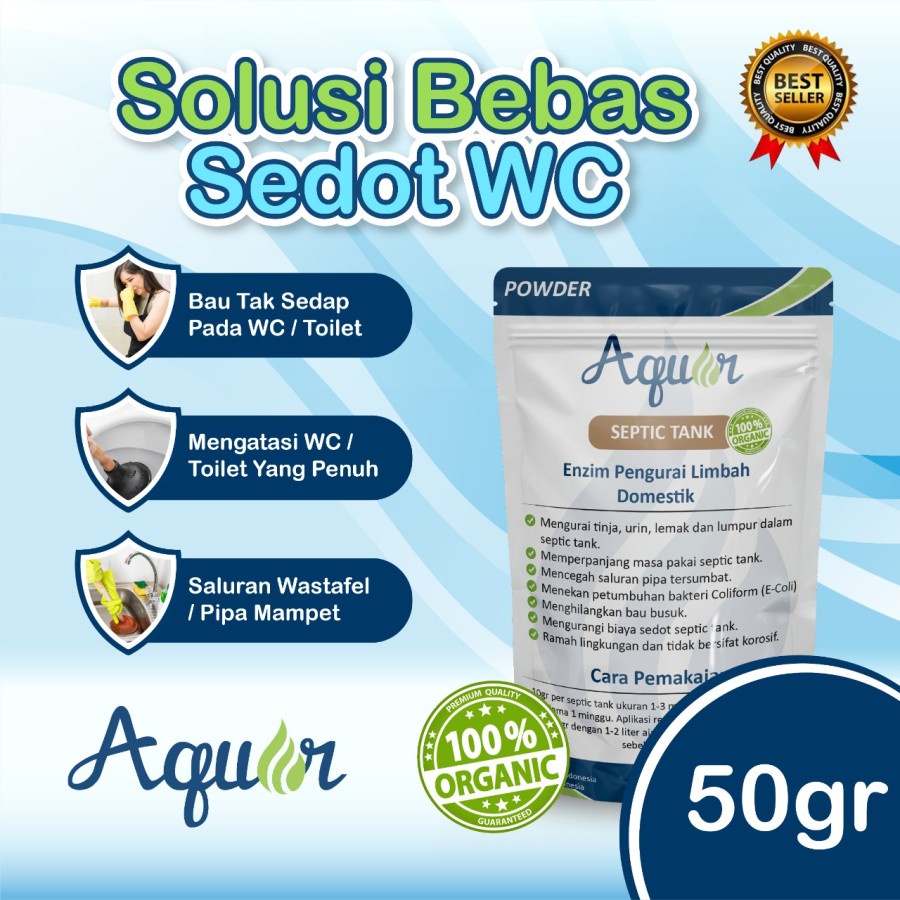 Obat WC mampet Bakteri Pengurai Tinja Tanpa Sedot WC AQUAR 50gr