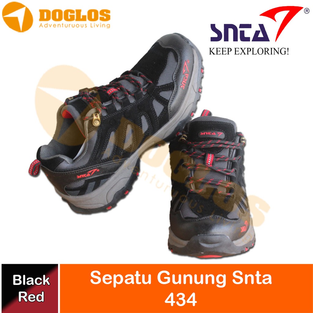 Sepatu gunung SNTA 434 Outdoor shoes hiking trekking pendek black.