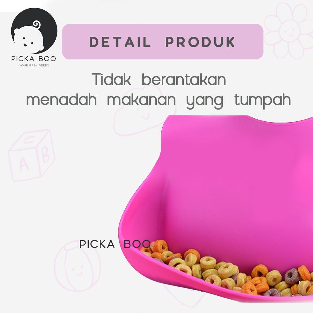 PICKA BOO Celemek Makan Bayi Bahan Silikon