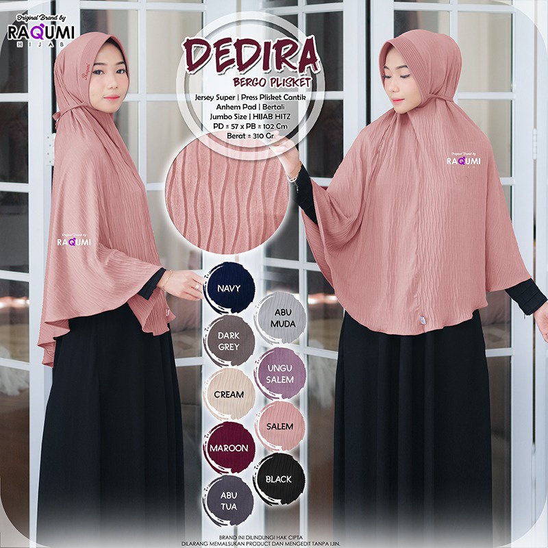 RAQUMI BERGO - Dedira Bergo Plisket Hijab Original Berlabel By Raqumi Solo
