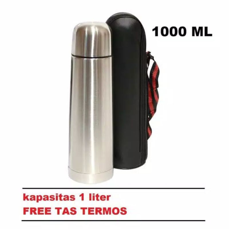Tremos Thermos Air Panas Pencet Stainless 1 Liter Botol Air Panas Termos Kapsul 1000ml Murah