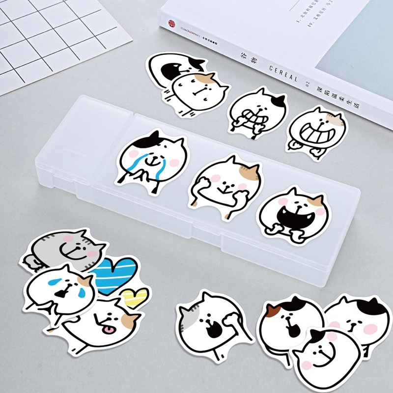 Kucing lucu stiker kartun Nekoneko kucing ekspresi ponsel case dekorasi TK hadiah stiker lembaran ke