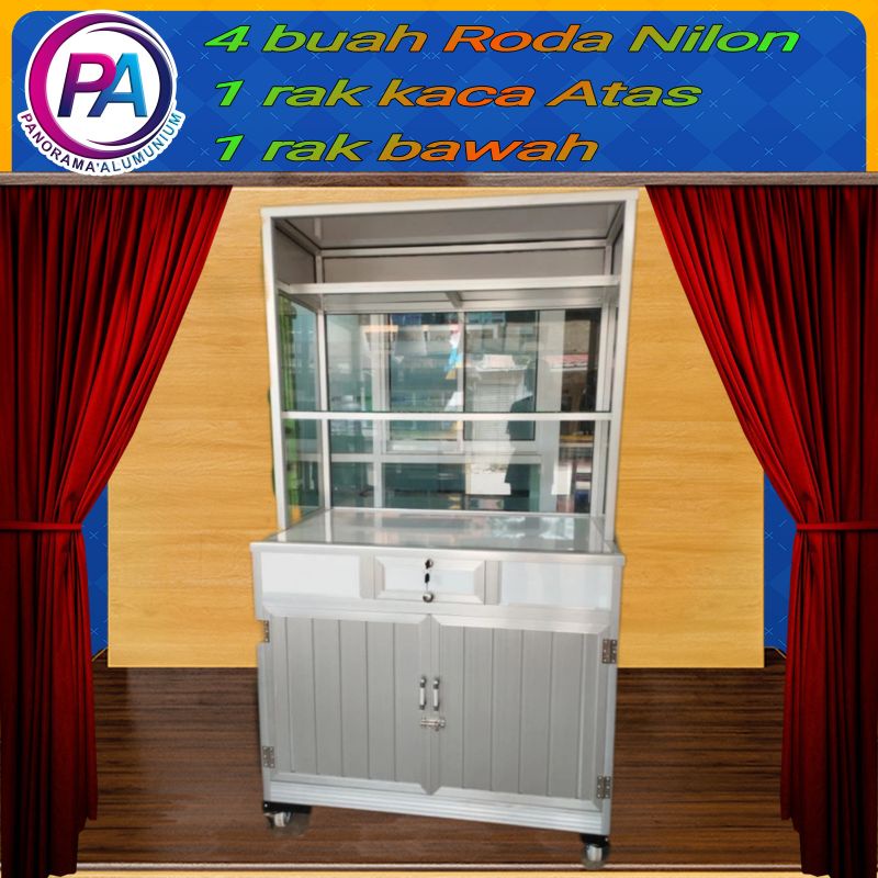 Gerobak nasi alumunium Gerobak berjualan Nasi Alumunium Etalase warteg Alumunium