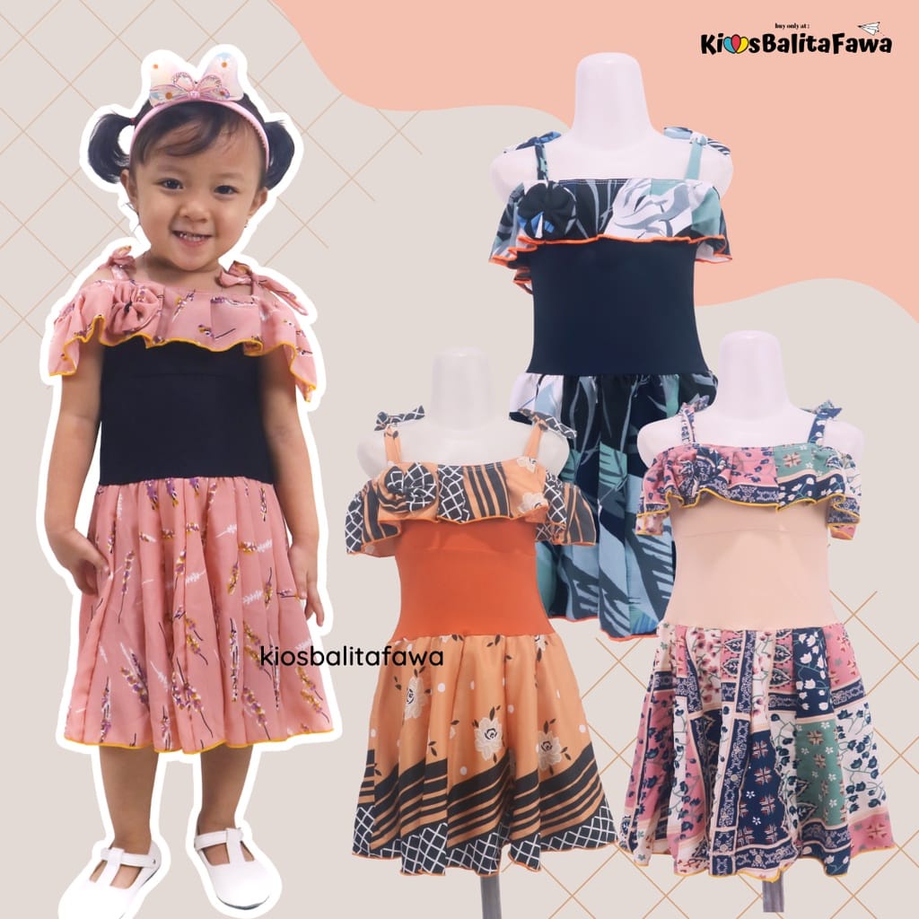 Dress Moza uk 1-2 Tahun / Gaun Import Kensi Tanktop Cewek Adem Murah Baju Dres Anak Perempuan