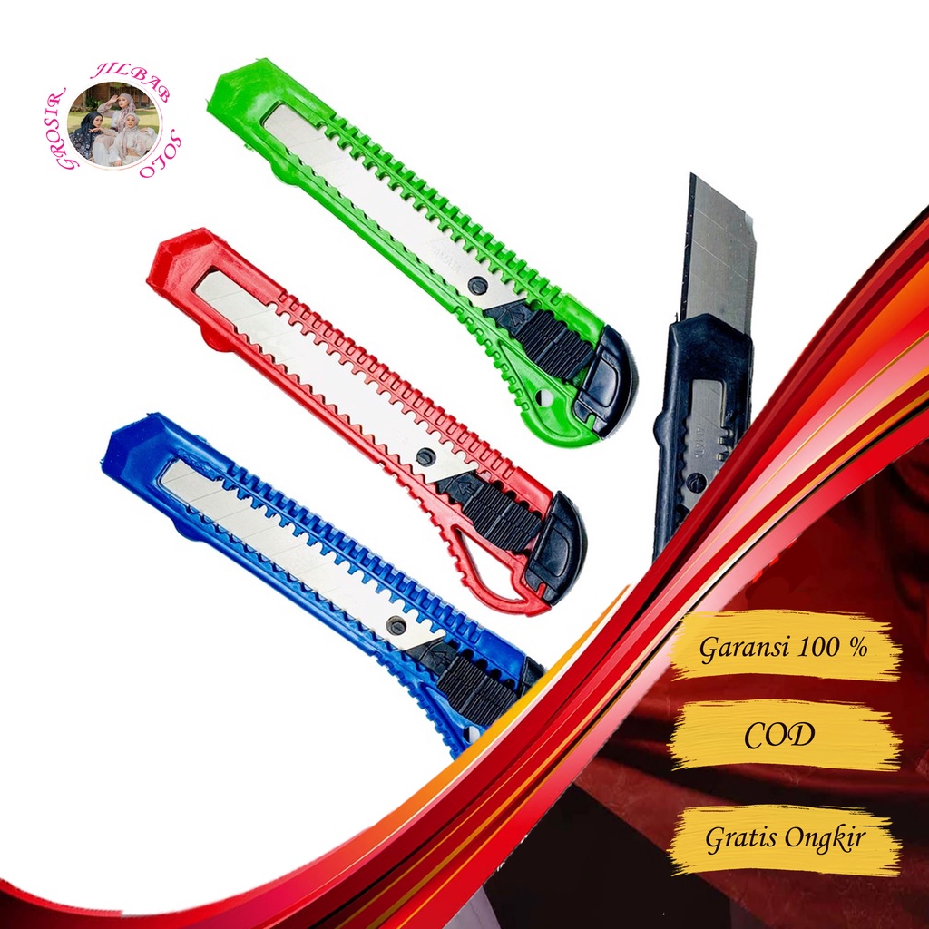 Cutter -- AC 208 -- Pemotong Kertas - Pisau Cuter Plastik Renceng Harga per Pcs -- Alat Perlengkapan Pemotong tajam -- Alat Kerajinan Prakarya Sekolah -- Garansi -- Murah -- Grosir --  Bisa COD