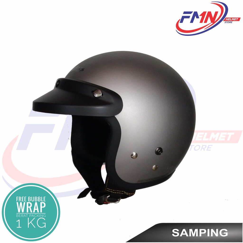 Helm Cargloss CF Retro Silver Met 8 Doff Warna Silver Doff Original
