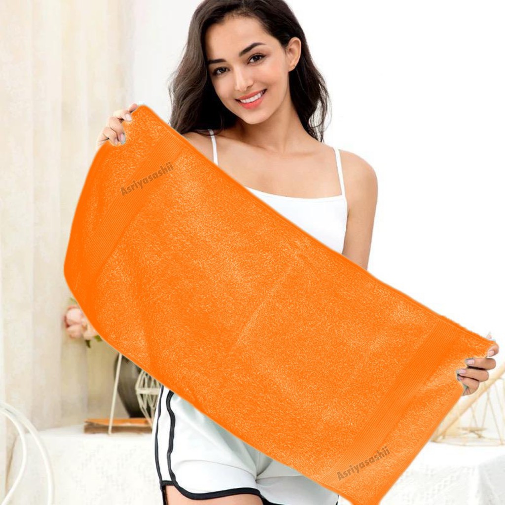 Handuk Wajah Leher Muka Orange 35x70 Asriyasashii Cotton 100% Tebal Lembut Termurah Terlaris