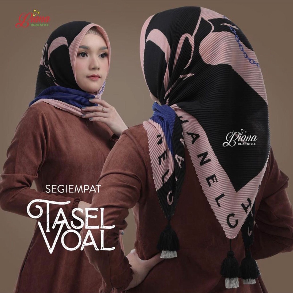 JILBAB SEGIEMPAT SEGI EMPAT VOAL PLISKET MOTIF SQUARE TASEL TASSEL JAMBUL BANDUL BERBAGAI MERK