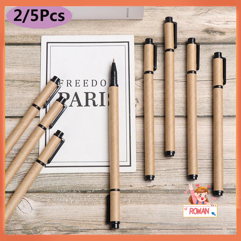 R-flower 2 / 5pcs / Set Pen Kertas Kraft Motif Bunga Warna Hijau Ramah Lingkungan Untuk Stationery