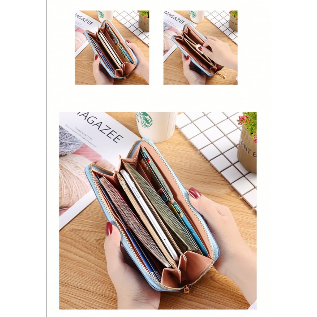 *ALIBABA1688*COD Dompet Panjang Wanita Dompet Wanita Cantik dengan Tali Pendek Import Real Pict