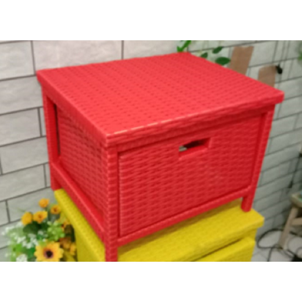 Lemari kotak Laci 1 susun Box Rotan Sintetis penyimpanan serbaguna  Rak susun Rak minimalis keranjan