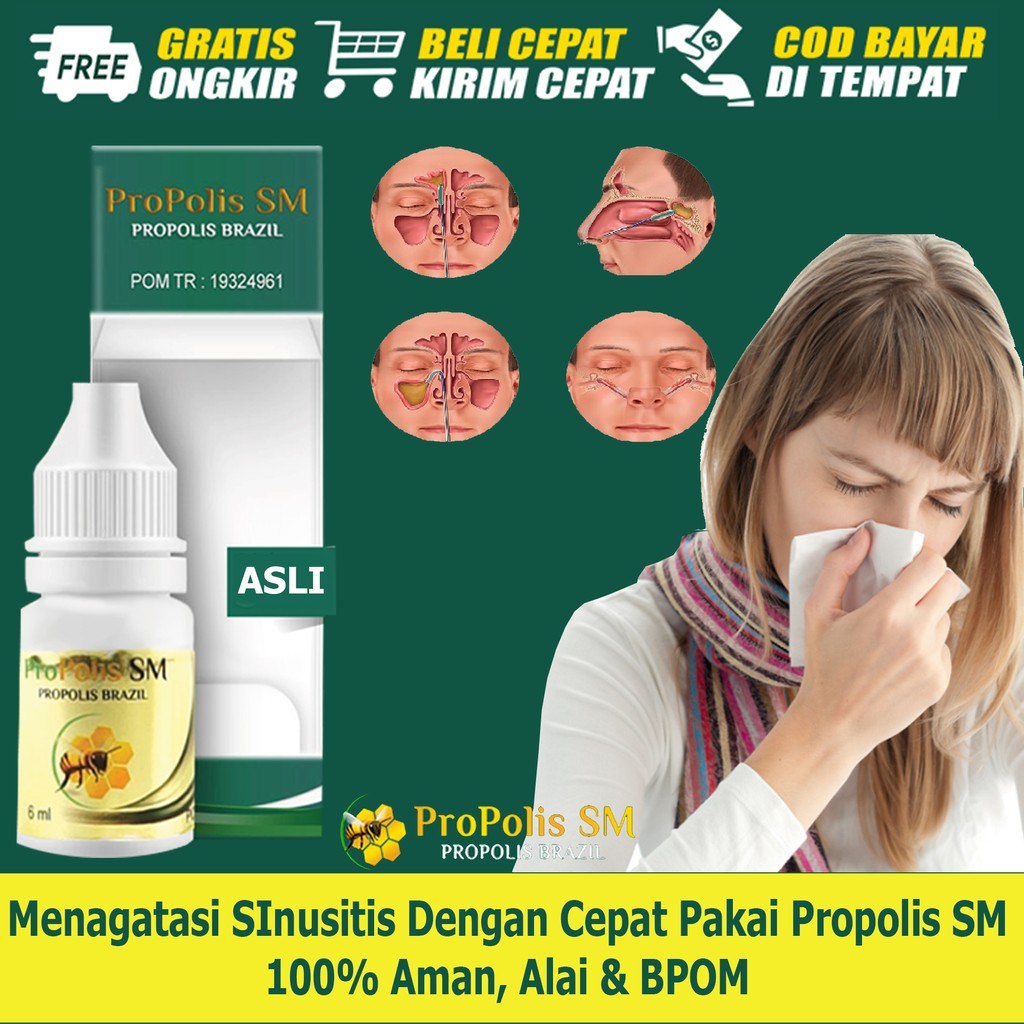 Propolis SM Obat Penyakit Sinusitis 100% Alami, Sinusitis Akut, Sinusitis Kronis, Radang Sinus COD
