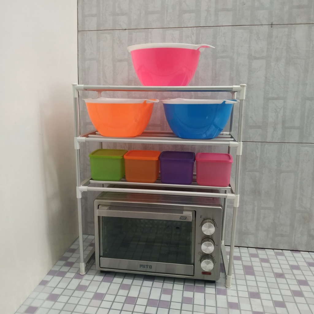 RAK DAPUR SUSUN RAK MICROWAVE/OVEN ALUMUNIUN ANTI KARAT