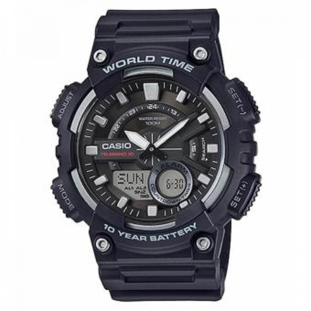 Casio Original AEQ-110W-1A / AEQ110W-1A Jam Tangan Pria - Digital - Karet - Hitam