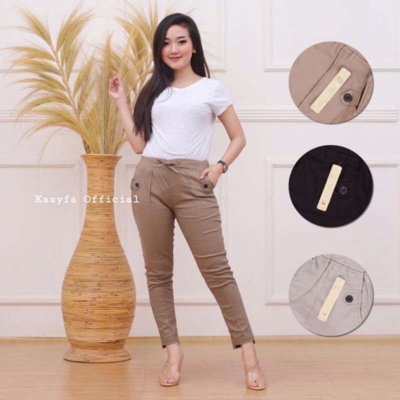 STRECT CATTON PANTS // KATUN TWIL BAGGY PANTS FULL KARET