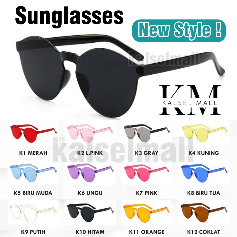 Kacamata Hitam Warna Warni Pria Wanita Kacamata Transparan Port Frameless Tren Pasangan Simple Simpel Candy Sunglasses Unisex Kaca Mata Sunglasses Jelly Permen Anti Radiasi UV Silau Sinar Matahari Tranfaran Photochromic KCH27