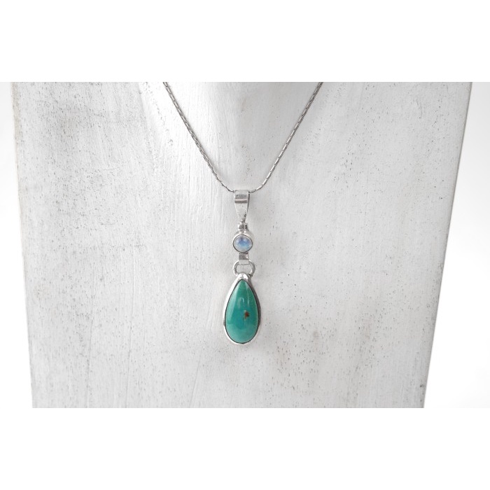 Liontin Perak Koleksi Turquoise Moonstone kecubung pendant wanita