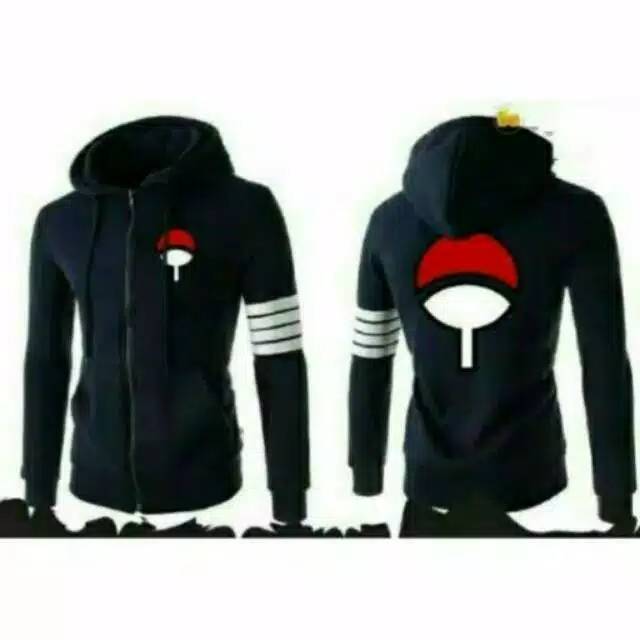 JAKET SWEATER HOODIE PRIA-WANITA ANIME NARUTO UCHIHA 4-STRIP COSPLAY-JAKET TERLARIS-JAKET COSPLAY