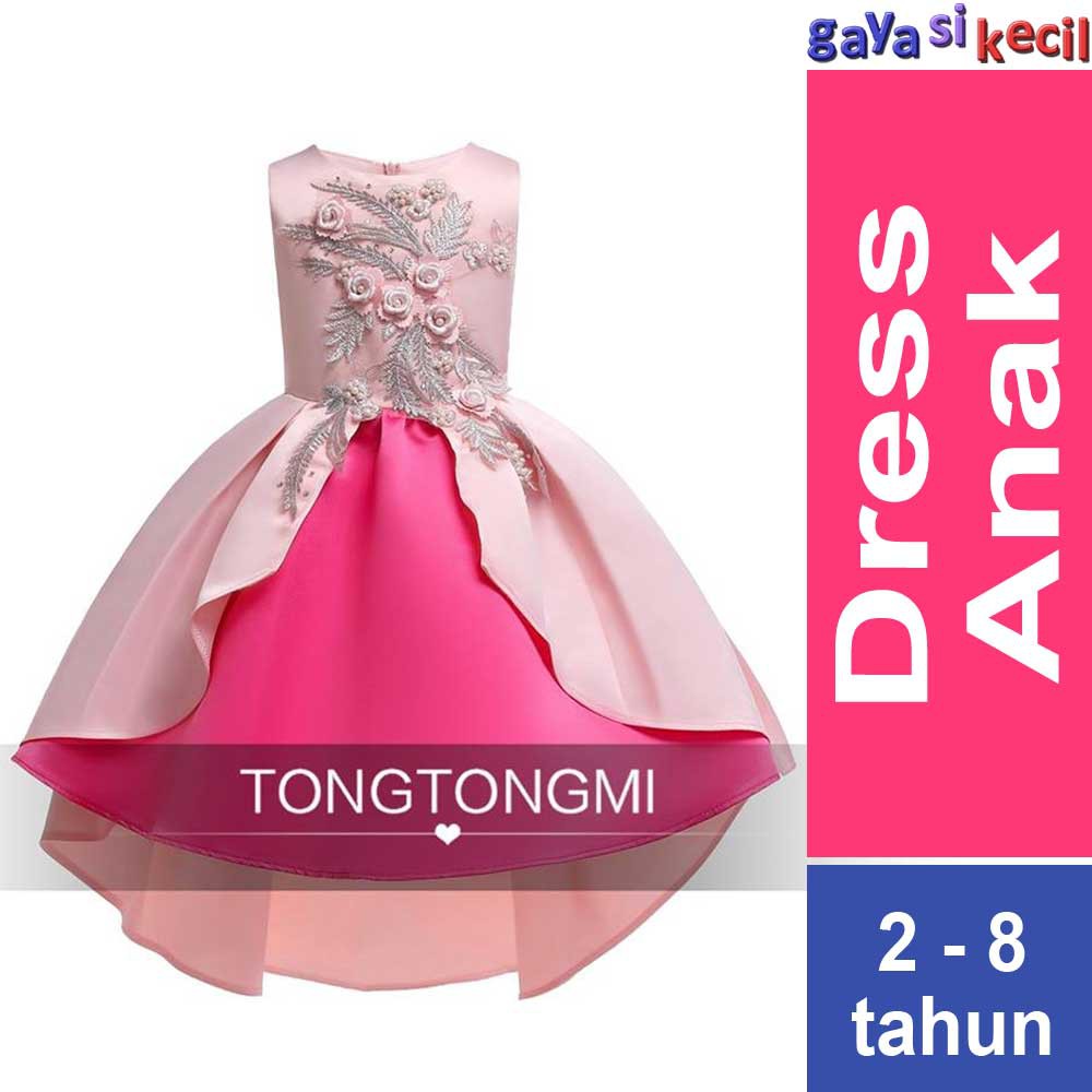 Gaun Pesta Anak Dress Import Pink Salem