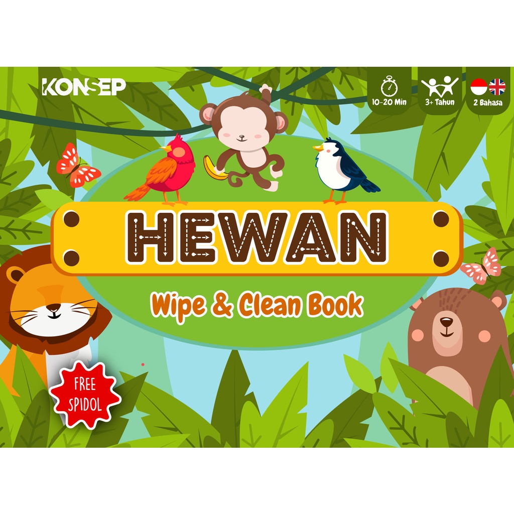 Konsep Wipe Clean Book Hewan Buku Edukasi Anak Belajar Menulis Membaca Anak Paud TK Toodler