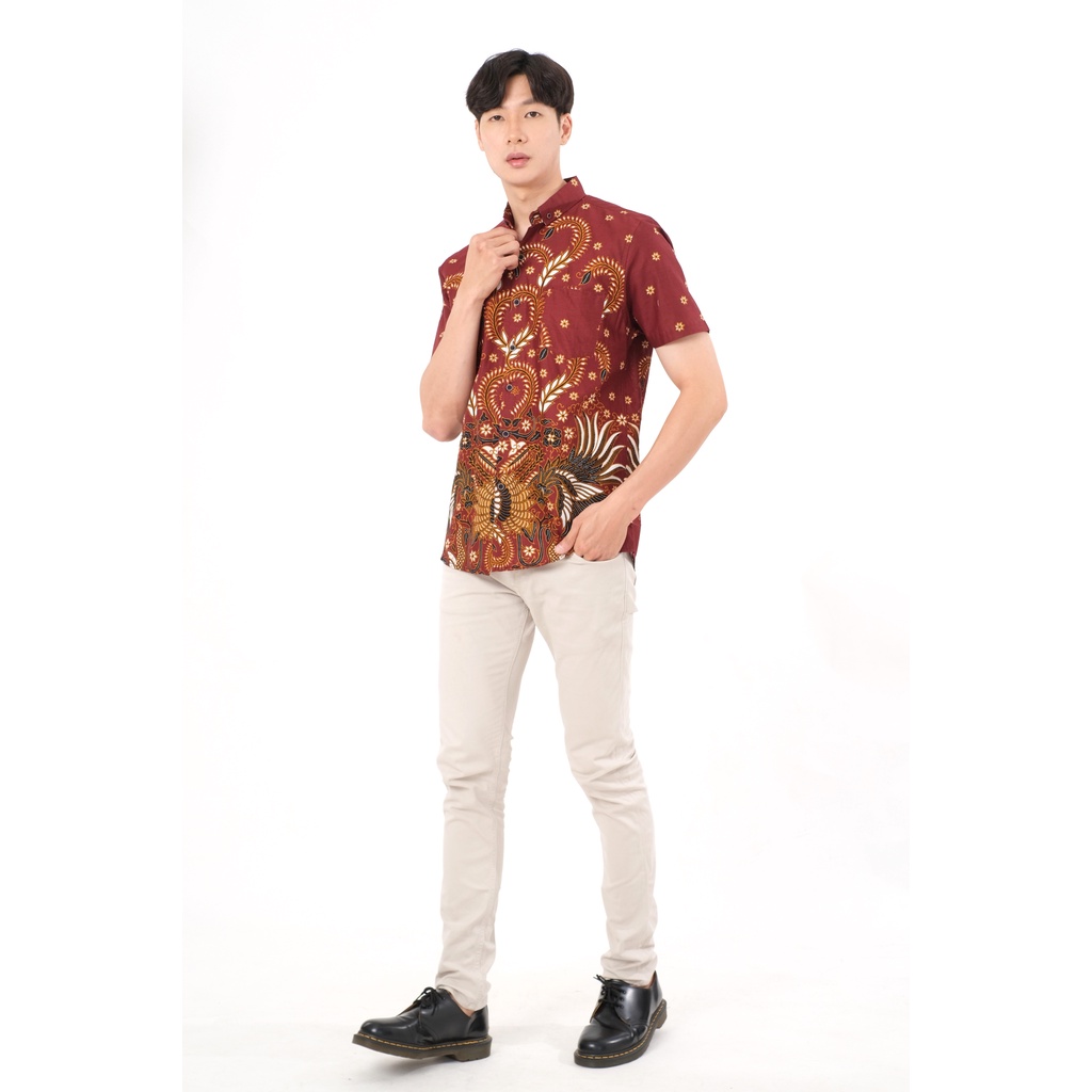 SANVANINA Kemeja Batik Pria Slim Fit Gandum | E-7012