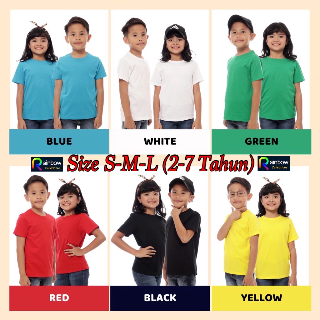 KAOS POLOS ANAK PENDEK ( 2-8 TAHUN ) KAOS ANAK BAHAN SPANDEK / KAOS ANAK PENDEK