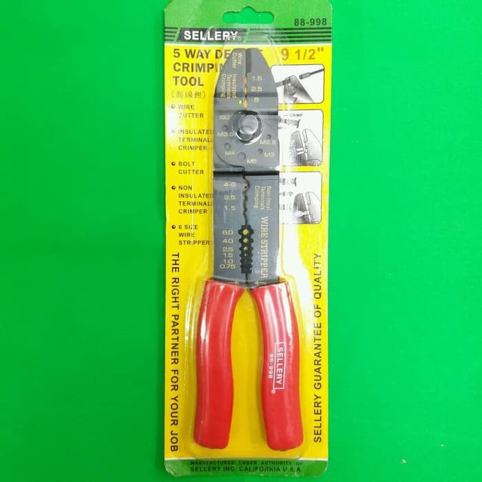 Tang crimping skun 5 way kupas potong kabel sellery 9 1/2 inch